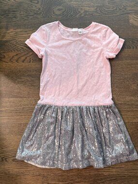GAP kids mixed fabric sequin skirt Dress girls SMALL 6 7